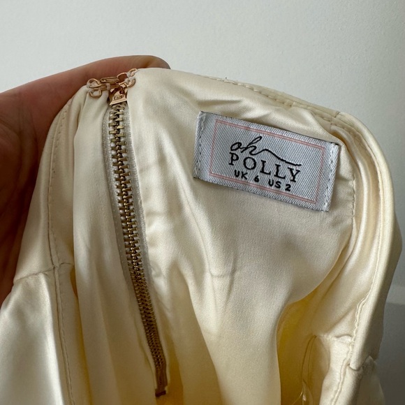 Oh Polly Cream Satin Corset Set, Top & Skirt, Lingerie Style US 2 - Picture 7 of 11